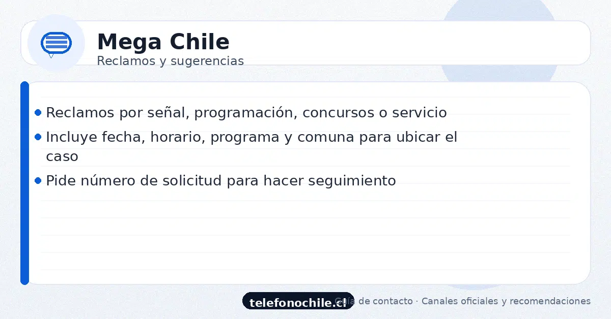 Reclamos en Mega Chile: canales oficiales y seguimiento de solicitud