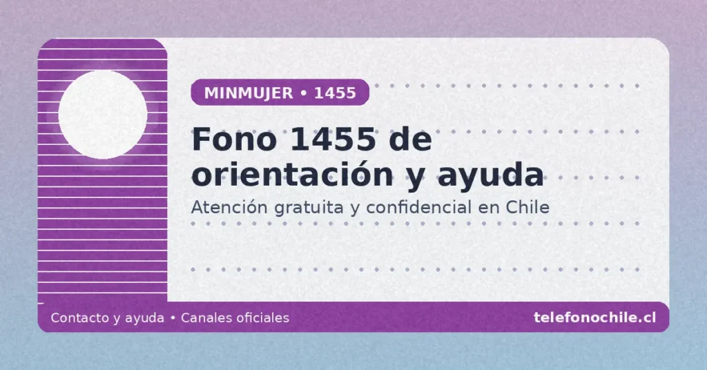Teléfono 1455 Ministerio de la Mujer Chile orientación y ayuda contacto oficial