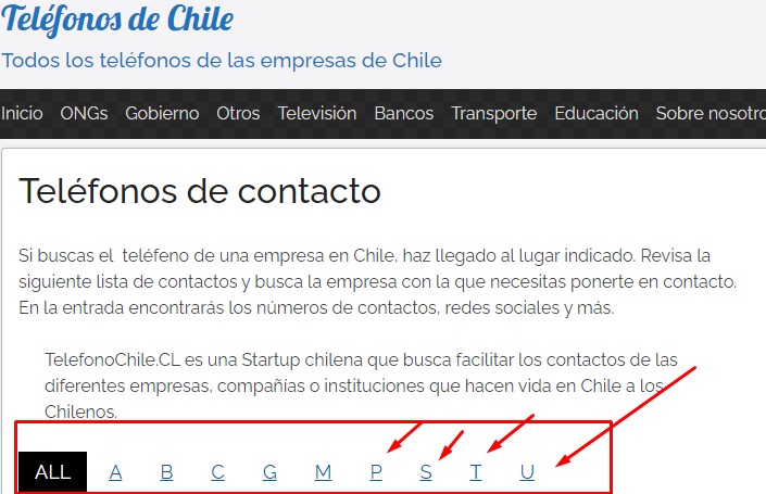 Números de contacto en Chile