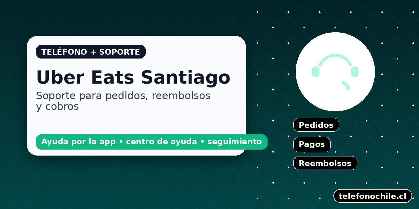 Soporte Uber Eats Santiago para pedidos, reembolsos y cobros