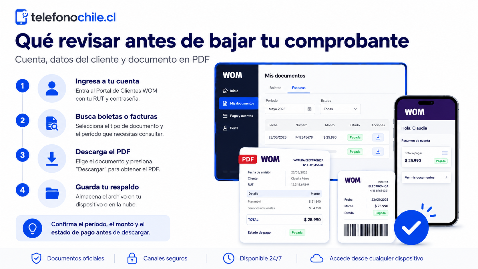 Cómo revisar si el cobro de la factura WOM está correcto