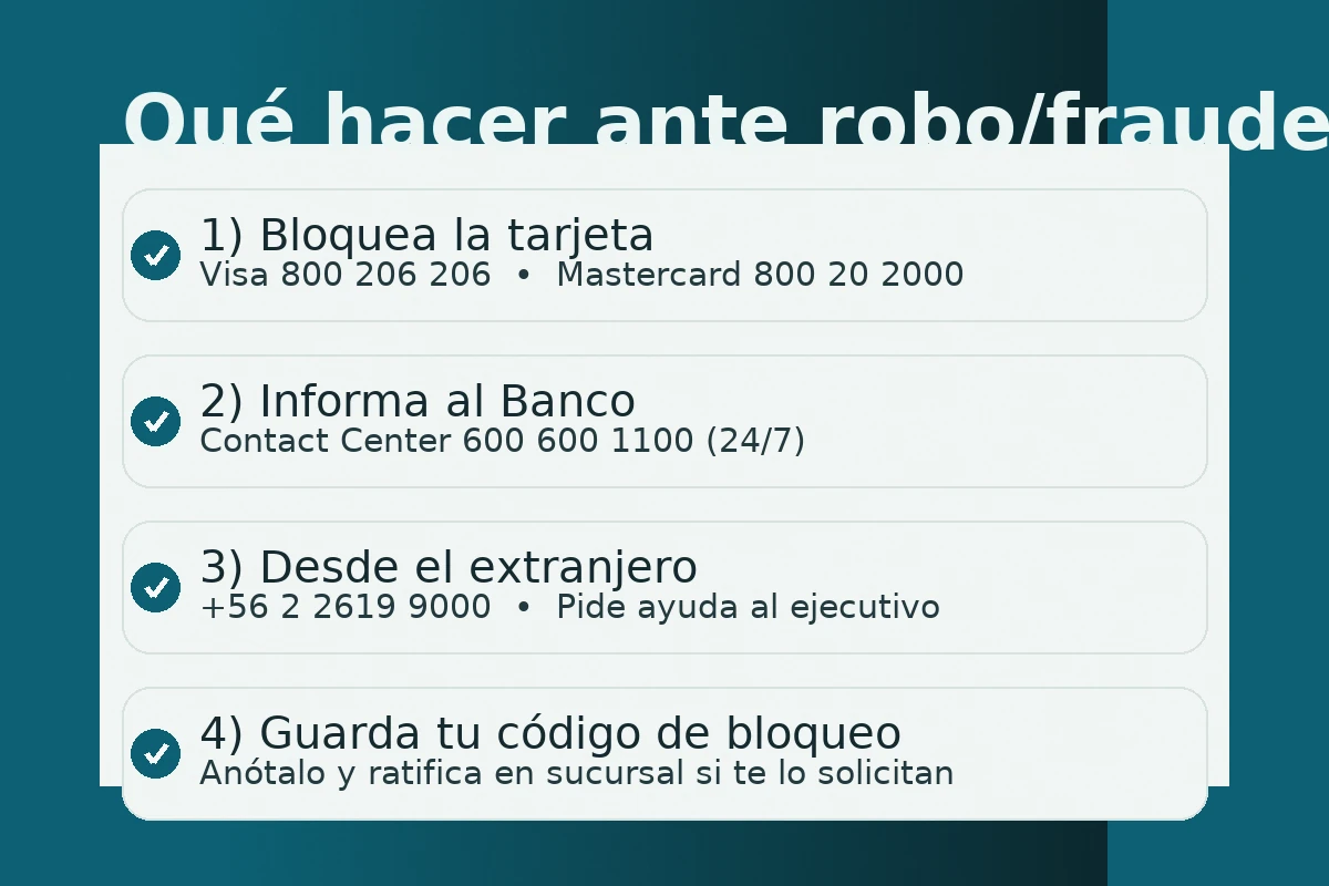 Qué hacer ante robo o fraude en Scotiabank: bloquear tarjeta y llamar 600 600 1100 o +56 2 2619 9000