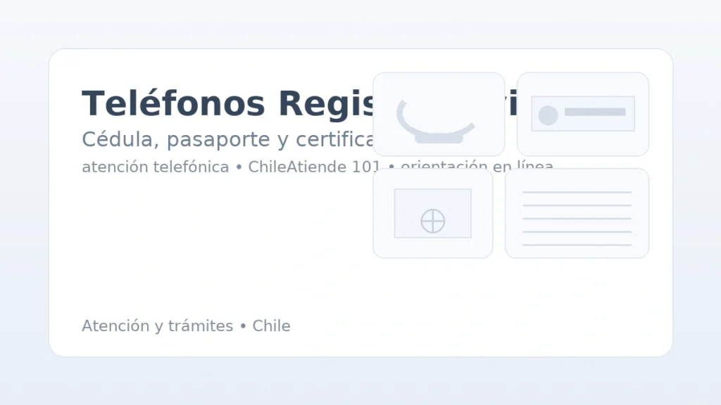 Teléfonos del Registro Civil en Chile: auricular, cédula, pasaporte y certificado.