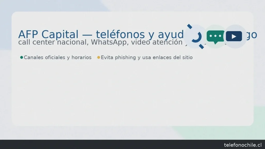 AFP Capital Santiago: teléfonos oficiales, WhatsApp, video atención y sucursales RM — telefonochile.cl