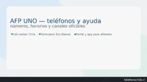 AFP UNO: teléfonos, horarios y canales oficiales — call center, formulario Escríbenos y portal/app para afiliados — telefonochile.cl