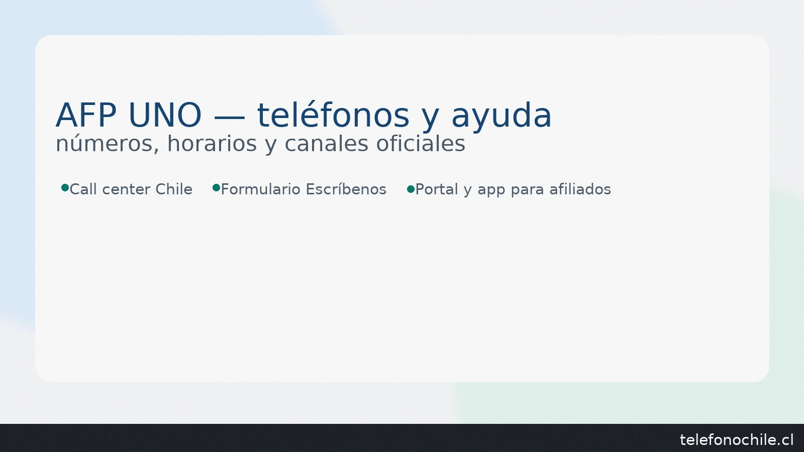 Afp uno Teléfonos: números, horarios y ayuda - Teléfonos de Chile