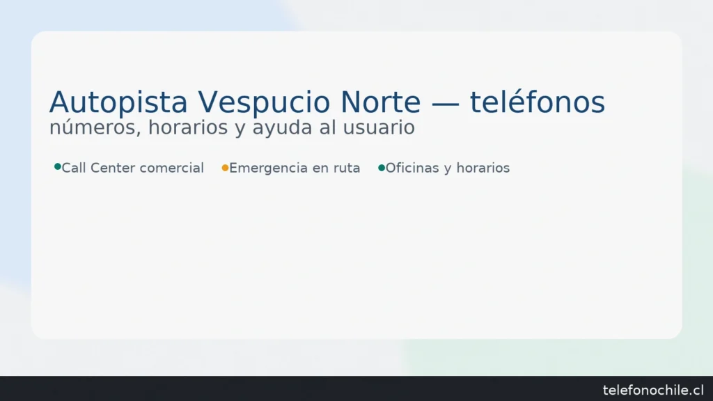 Teléfonos Autopista Vespucio Norte: call center, emergencia en ruta y horarios de oficinas — telefonochile.cl