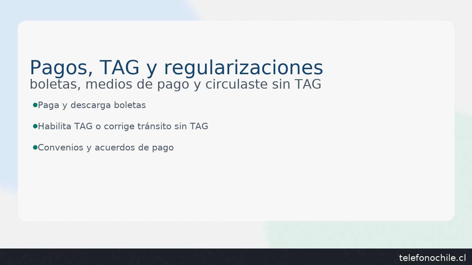 Pagos y TAG en Autopista Vespucio Norte: boletas, regularización “circulaste sin TAG” y convenios — telefonochile.cl