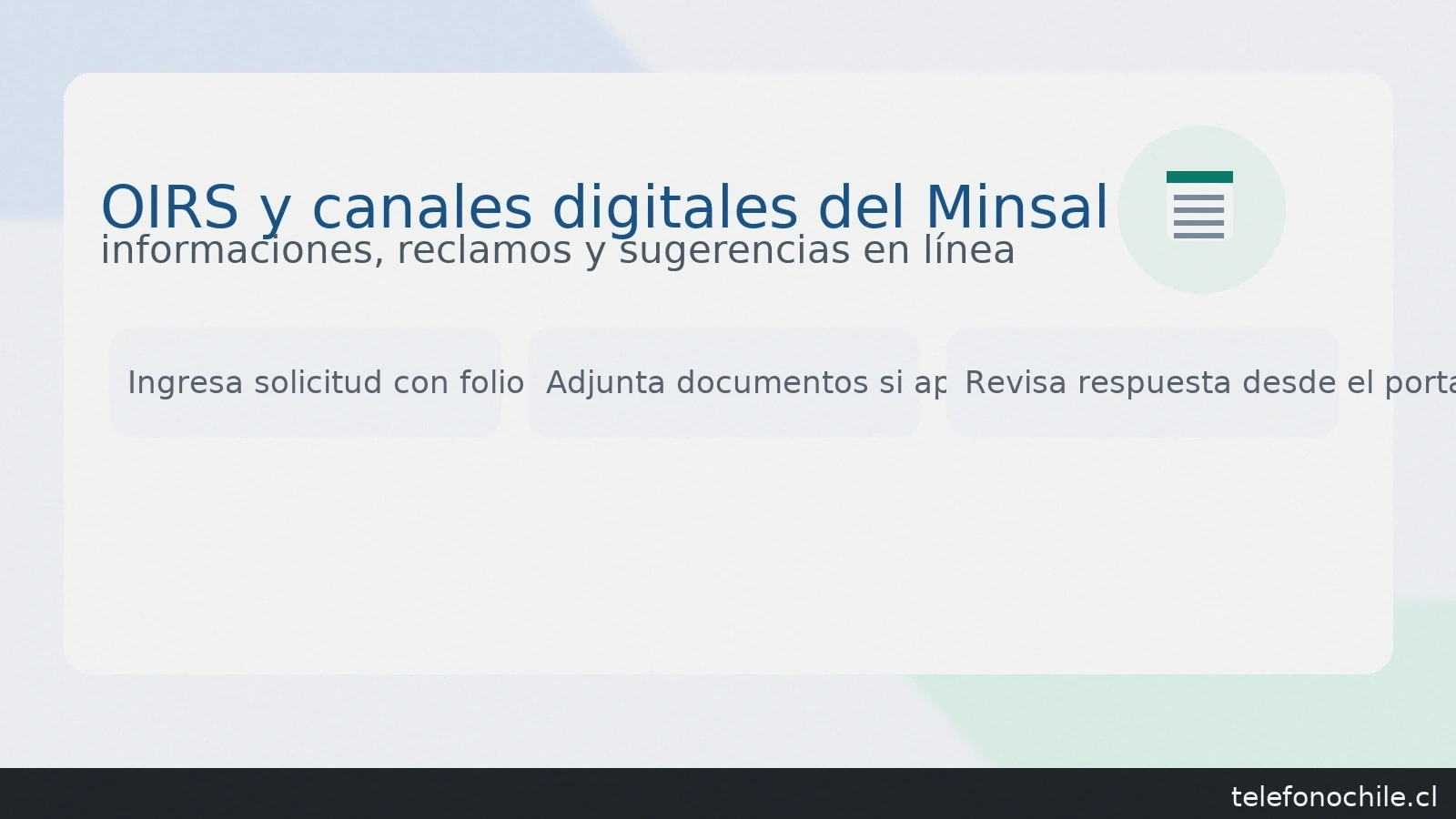OIRS del Ministerio de Salud para el Hospital Metropolitano: ingresar solicitudes, adjuntar documentos y revisar respuesta — telefonochile.cl