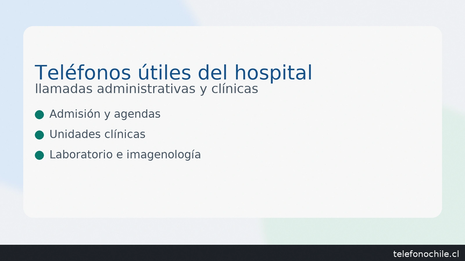 Teléfonos útiles del Hospital Regional Rancagua: admisión, unidades clínicas, laboratorio e imagenología — telefonochile.cl