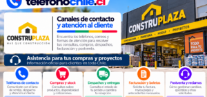 Guía de atención de ConstrupLaza con información sobre compras, stock, despachos, facturación, pagos y servicio de postventa.