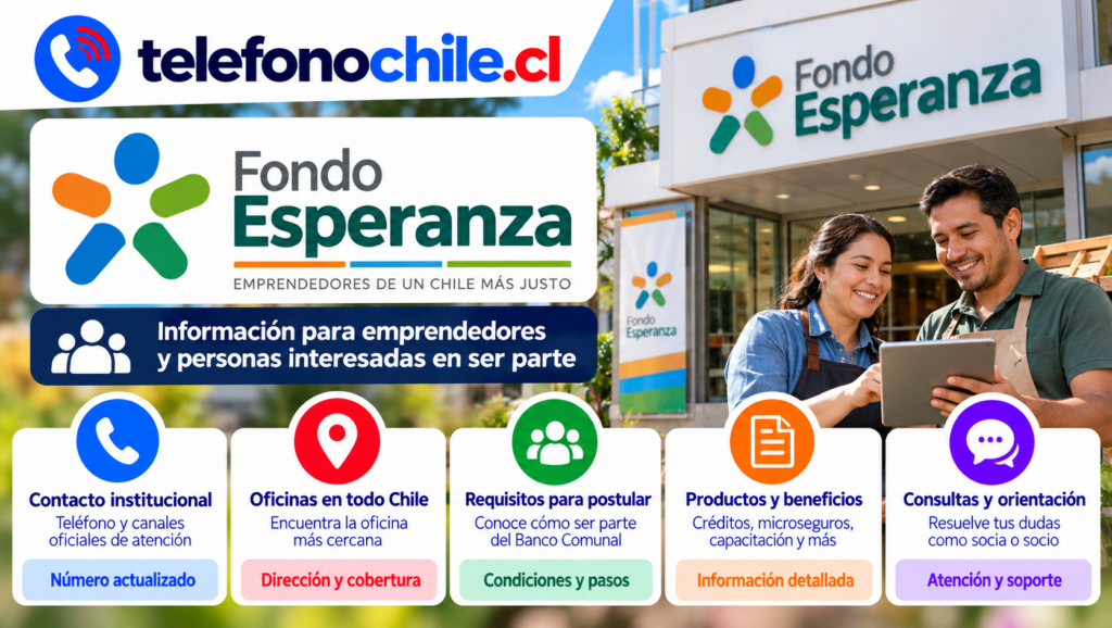 Fondo Esperanza: canales de contacto, oficinas, requisitos y orientación para emprendedores en Chile