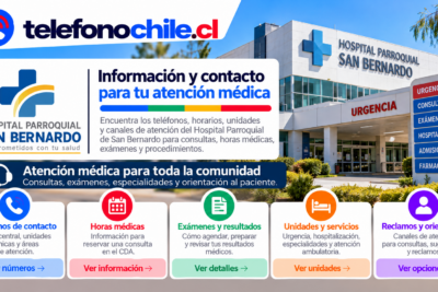 Hospital Parroquial de San Bernardo y sus principales canales de atención médica y contacto en Chile.