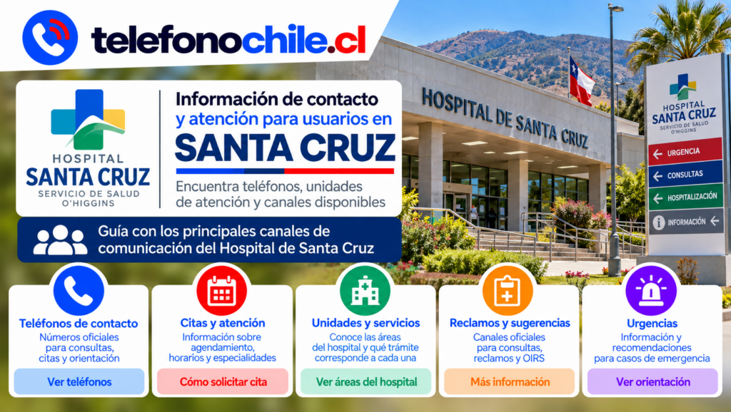 Hospital de Santa Cruz en O’Higgins, teléfonos de contacto, citas, servicios, reclamos, OIRS y orientación para usuarios.