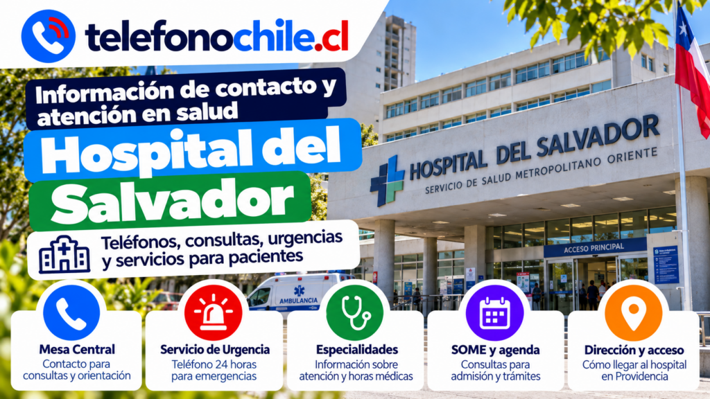 Hospital del Salvador en Providencia, teléfonos de contacto, urgencias, consultas médicas, SOME y atención a pacientes.