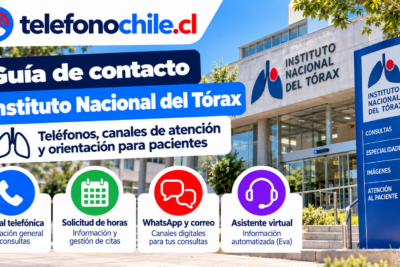 Instituto Nacional del Tórax con teléfonos, canales de atención, solicitud de horas, WhatsApp, correo y asistente virtual para pacientes.