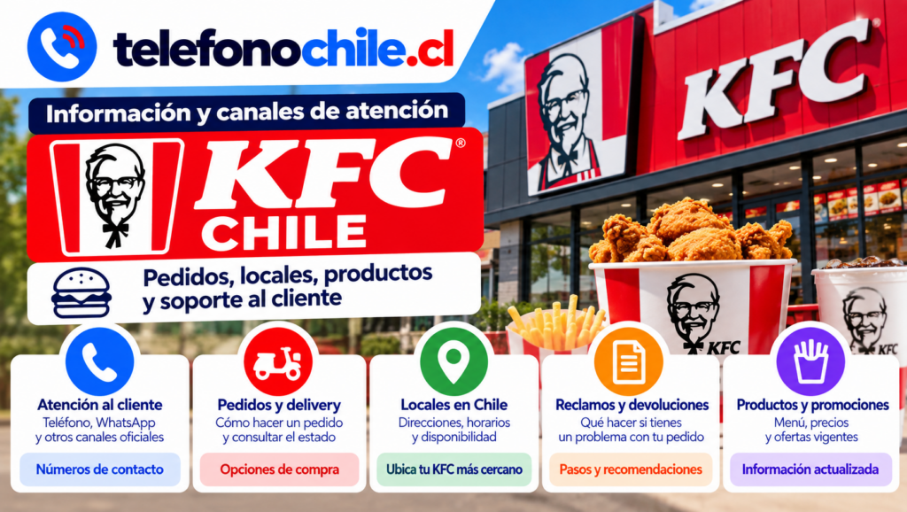 KFC Chile: canales de atención, pedidos, locales y soporte al cliente en TelefonoChile.cl