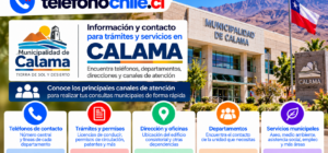 Información de contacto y servicios municipales de Calama, con teléfonos, trámites, oficinas y departamentos de atención.