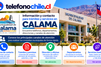 Información de contacto y servicios municipales de Calama, con teléfonos, trámites, oficinas y departamentos de atención.