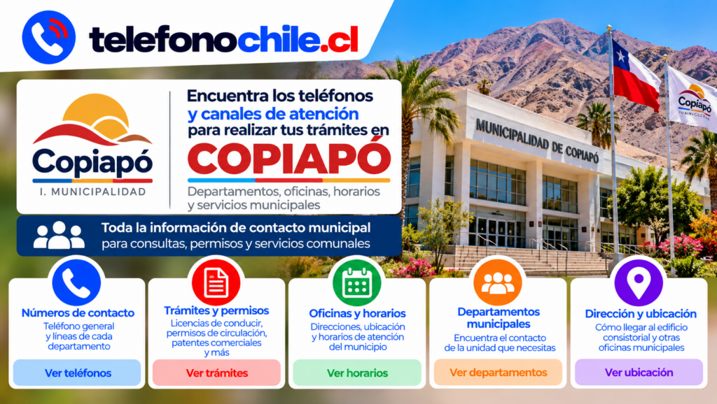 Teléfonos y canales de atención de Copiapó para trámites, permisos, oficinas, horarios y servicios municipales.