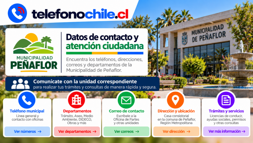 Información de contacto y atención ciudadana de la Municipalidad de Peñaflor en Chile.