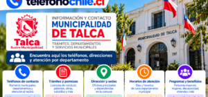 Municipalidad de Talca con teléfonos de contacto, departamentos, trámites, direcciones, horarios y servicios comunales.