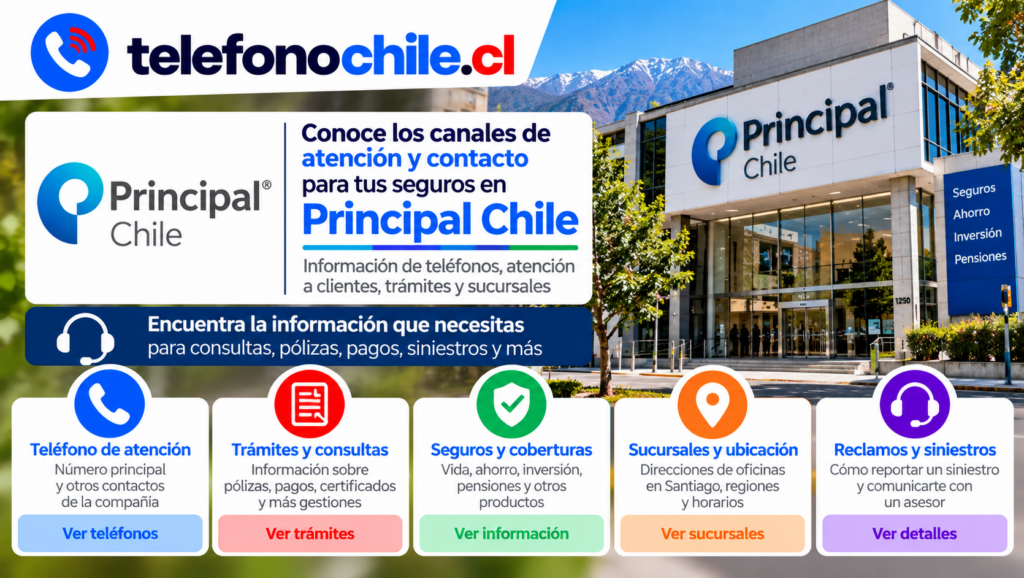 Canales de atención de Principal Chile para seguros, trámites, sucursales y siniestros
