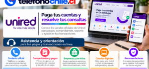 Guía visual de Unired con canales de contacto, pagos de cuentas, comprobantes, servicios en línea y recomendaciones de seguridad.